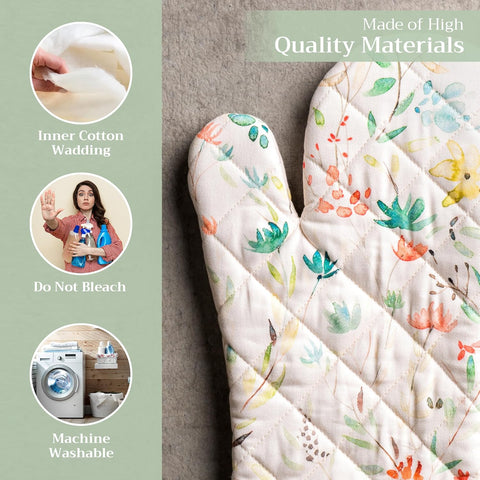 Maison d'Hermine 100% Cotton Oven Mitt – 7x13” Heat-Resistant Glove for Cooking, Baking & BBQ (Colmar, 1-Pack)