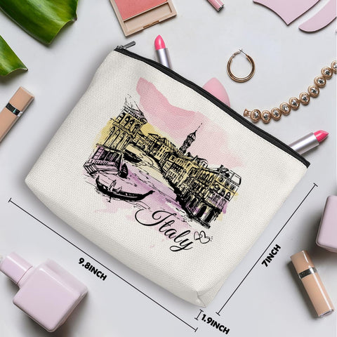 Italy Travel Makeup Bag – Funny Italian Cosmetic Pouch, Perfect Souvenir or Gift for Women, Friends & Bridesmaids