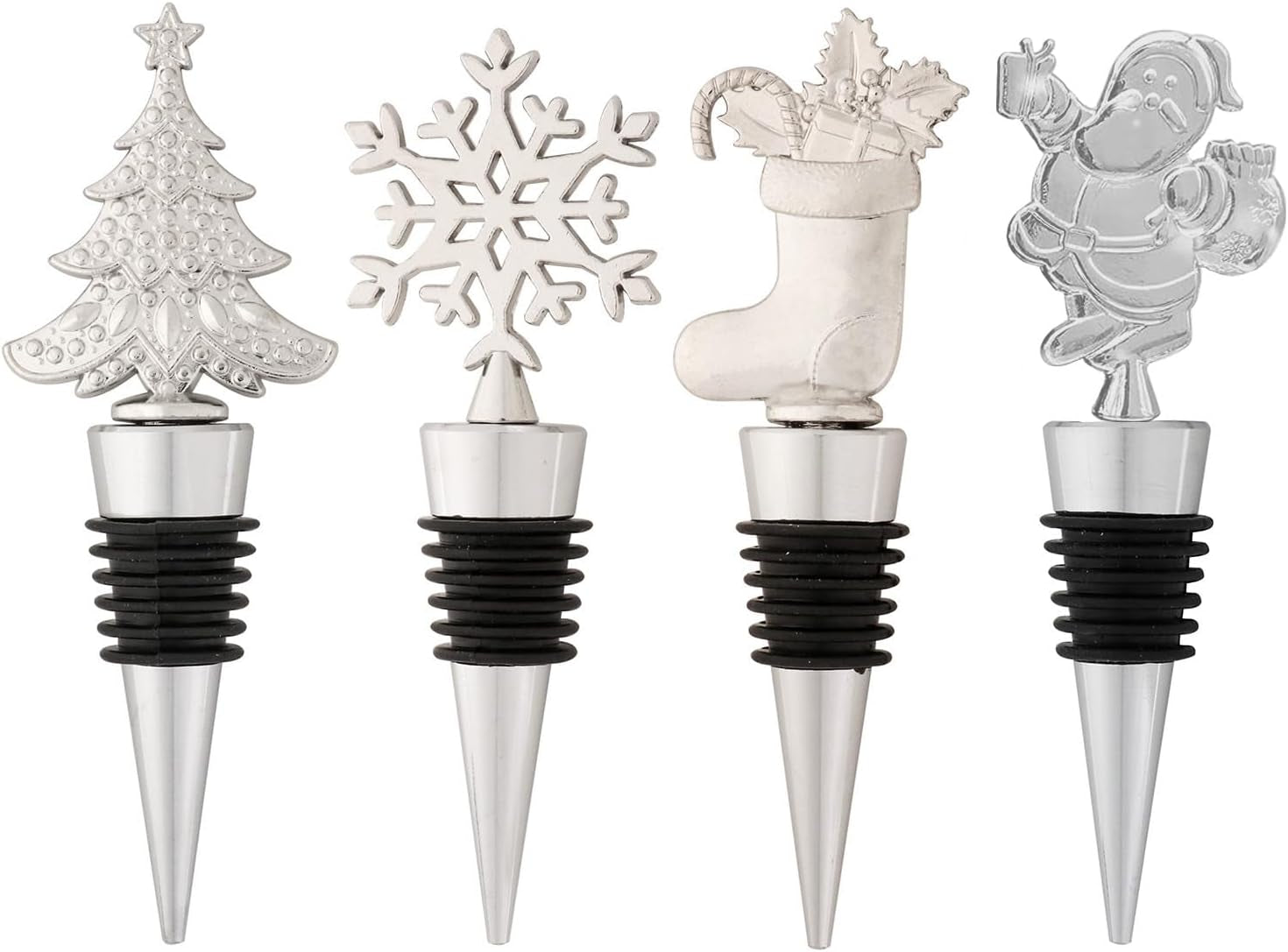 4-Pack Christmas Wine Bottle Stoppers 