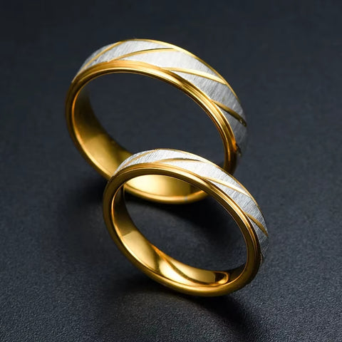 Gold Wave Pattern  Stainless Titanium Ring
