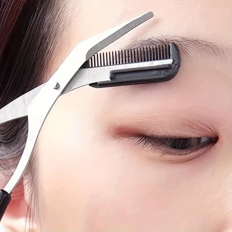 Stainless Steel Eyebrow Scissors with Comb 