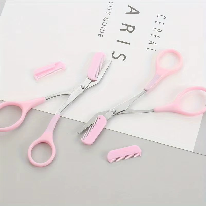 Stainless Steel Eyebrow Scissors with Comb 