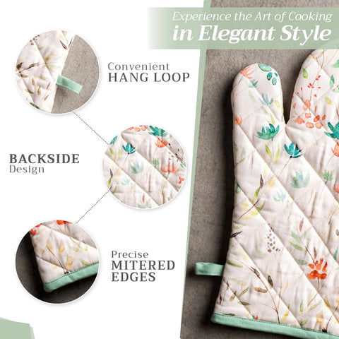 Maison d'Hermine 100% Cotton Oven Mitt – 7x13” Heat-Resistant Glove for Cooking, Baking & BBQ (Colmar, 1-Pack)