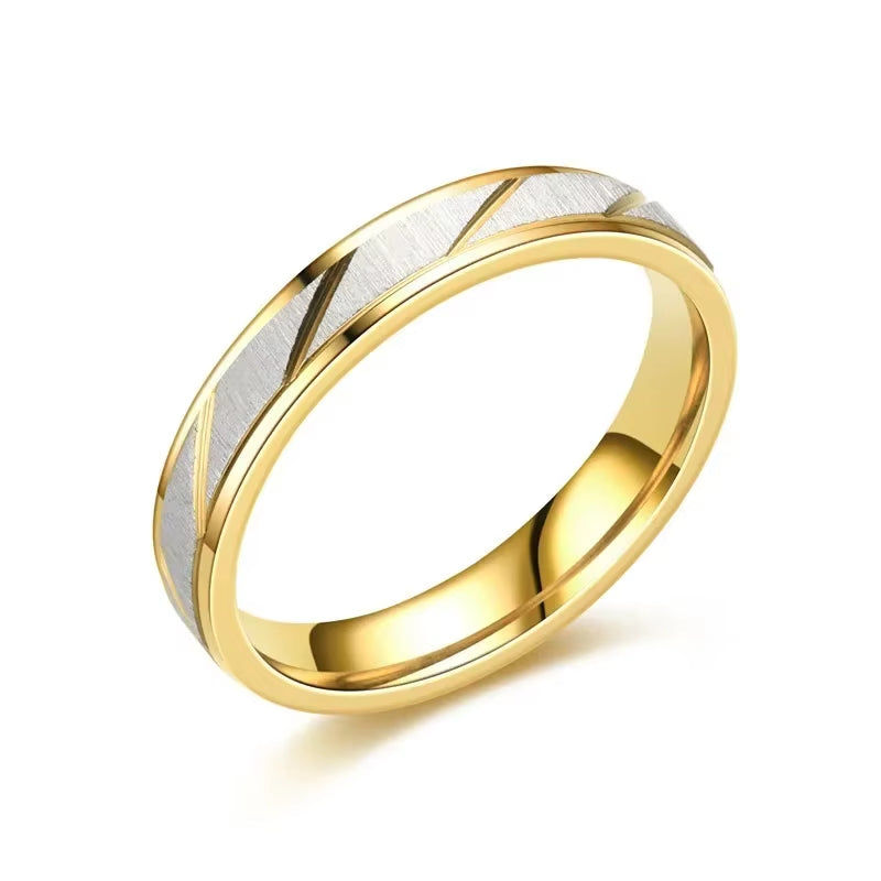Gold Wave Pattern  Stainless Titanium Ring
