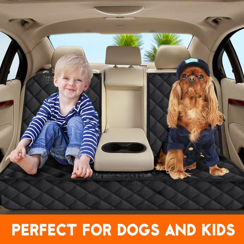 Waterproof Dog Car Seat Cover – Non-Slip Back Seat Protector with Armrest Fit for Cars, Trucks & SUVs (Black)