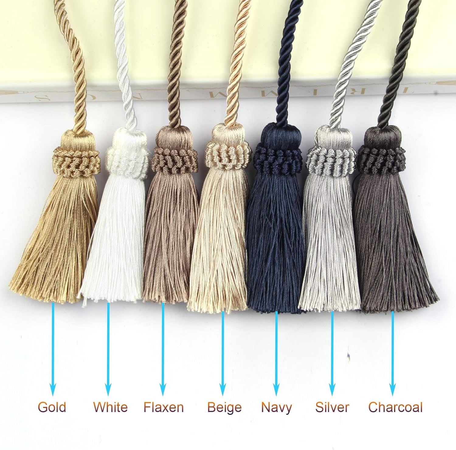 Handmade Curtain Tiebacks with Tassels – Decorative Rope Holdbacks for Drapes (Gold, 4-Pack)