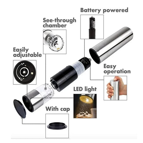 Stainless Steel Electric Salt/Pepper Grinder 