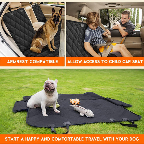 Waterproof Dog Car Seat Cover – Non-Slip Back Seat Protector with Armrest Fit for Cars, Trucks & SUVs (Black)