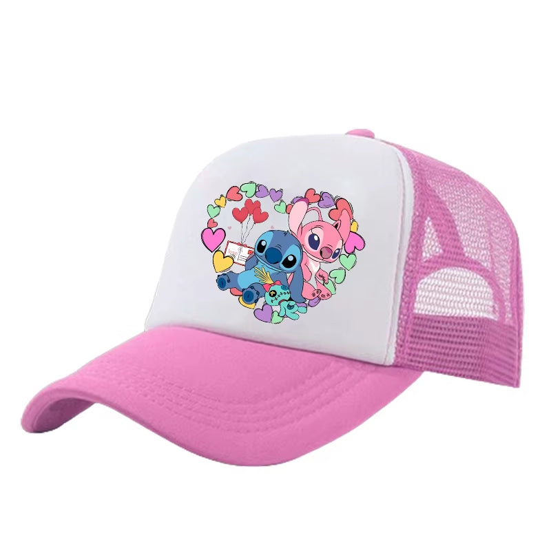 Stitch Mesh Sun Hat for Kids – Adjustable Breathable Baseball Cap 