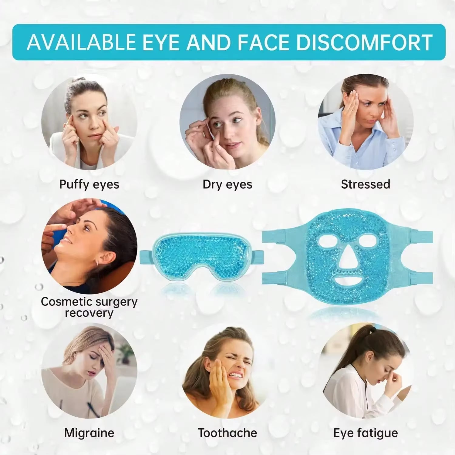 Cooling Face & Eye Mask  for Relaxation, Puffiness Relief & Spa Sleep Therapy