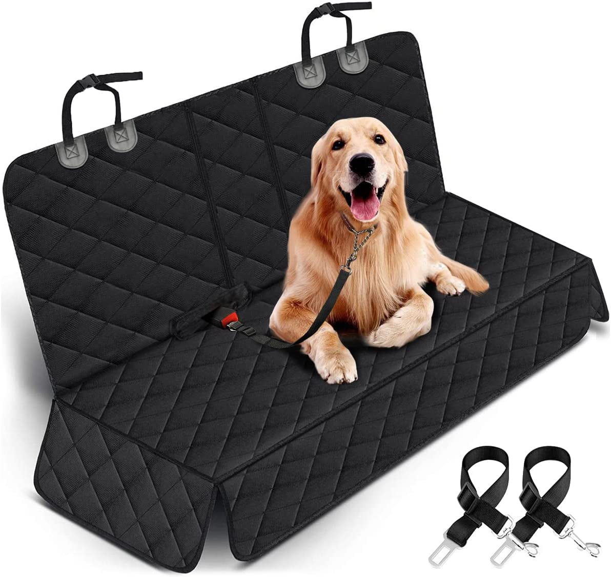 Waterproof Dog Car Seat Cover – Non-Slip Back Seat Protector with Armrest Fit for Cars, Trucks & SUVs (Black)