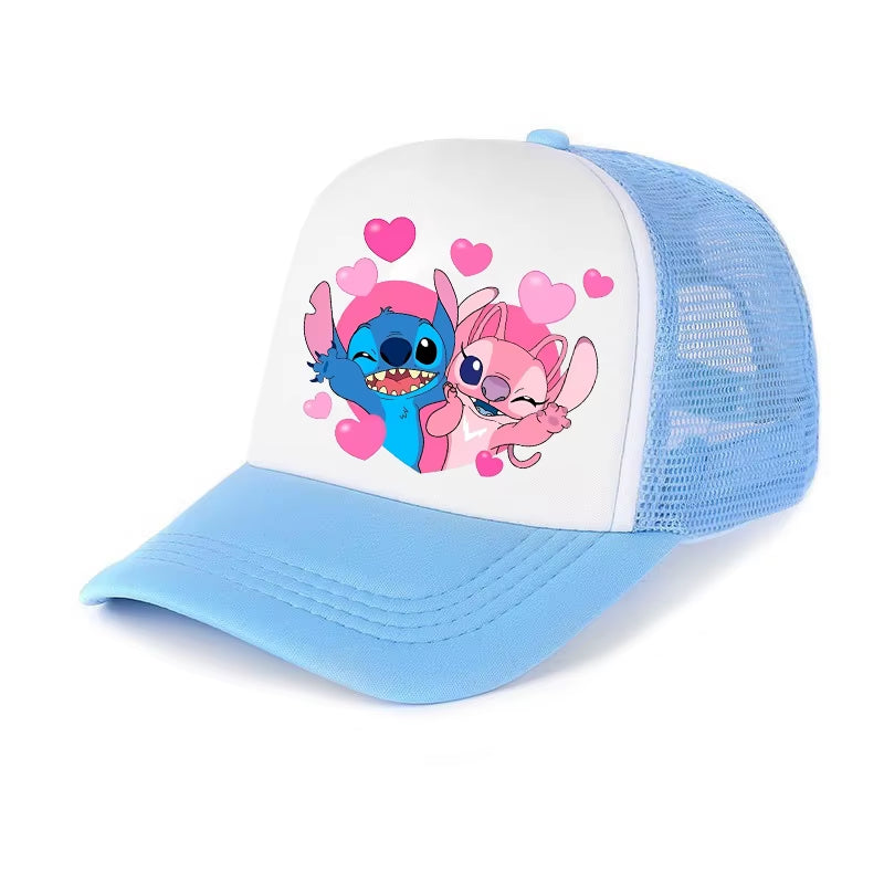 Stitch Mesh Sun Hat for Kids – Adjustable Breathable Baseball Cap 