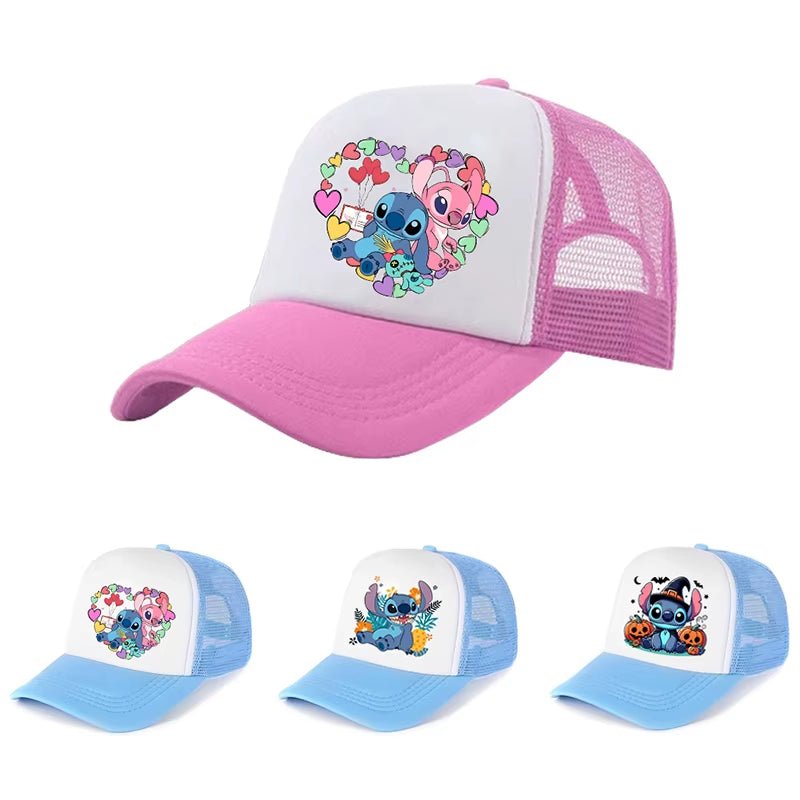 Stitch Mesh Sun Hat for Kids – Adjustable Breathable Baseball Cap 