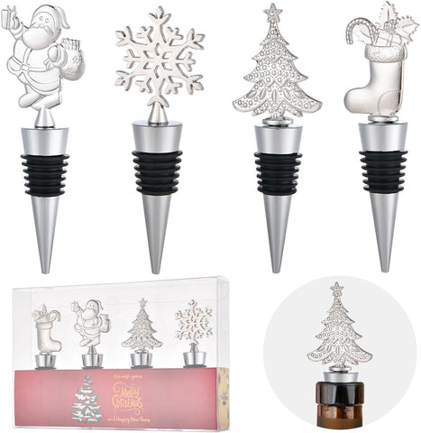 4-Pack Christmas Wine Bottle Stoppers 