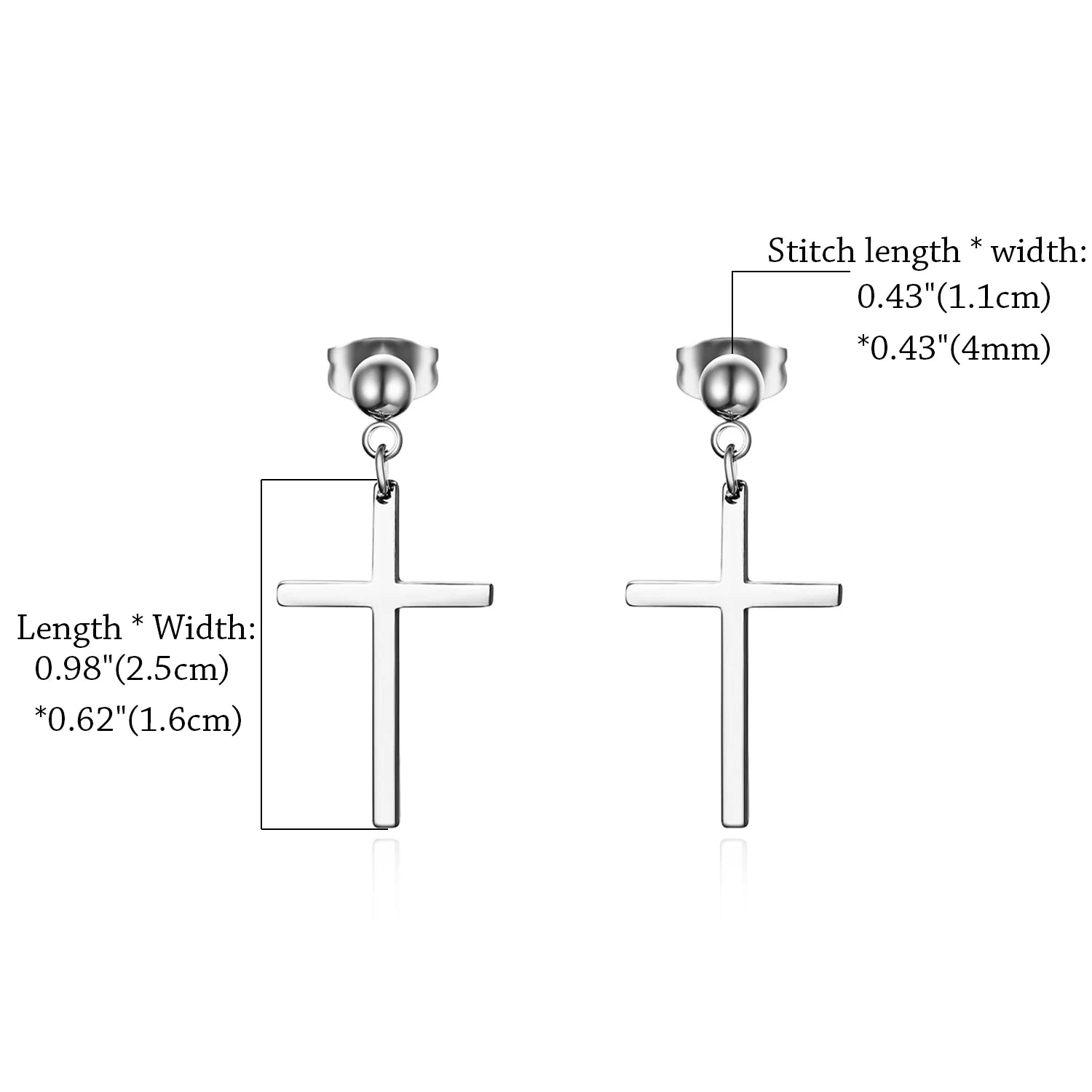 Elegant Stainless Steel Pearl Cross Drop Earrings