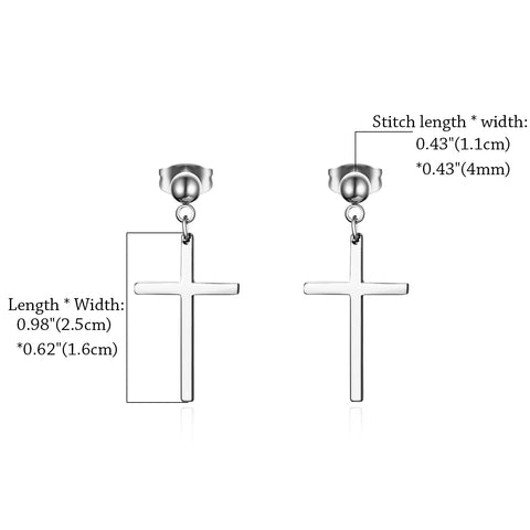 Elegant Stainless Steel Pearl Cross Drop Earrings