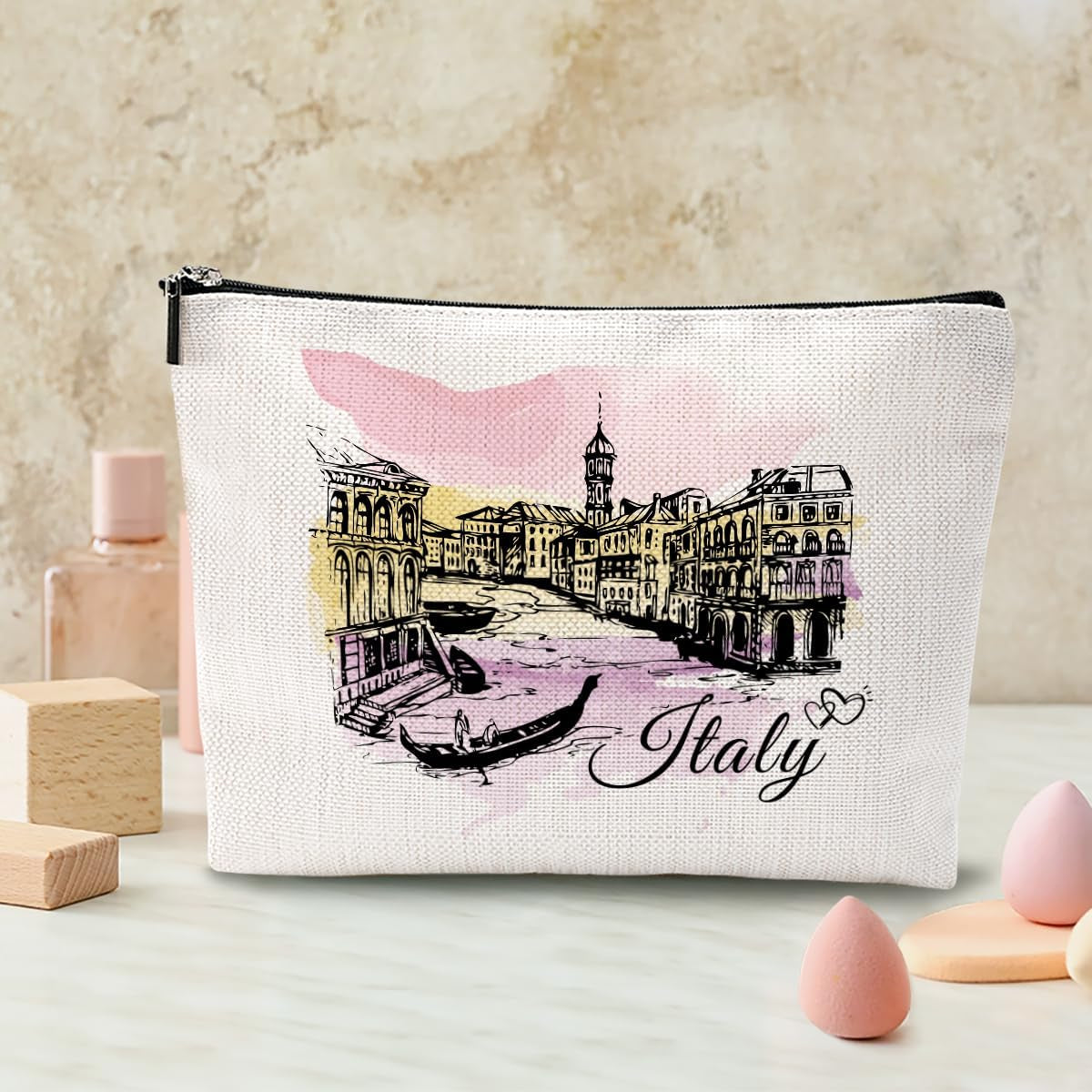 Italy Travel Makeup Bag – Funny Italian Cosmetic Pouch, Perfect Souvenir or Gift for Women, Friends & Bridesmaids