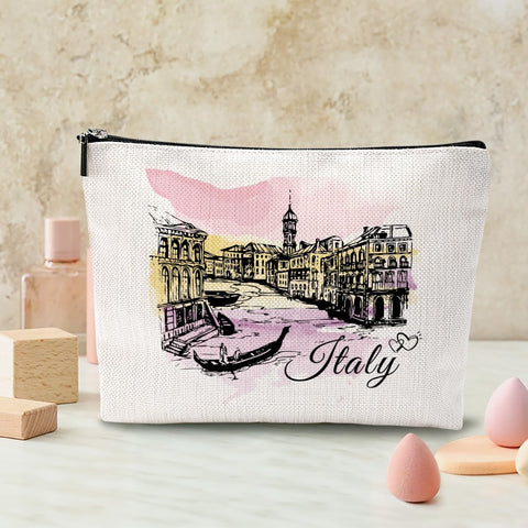 Italy Travel Makeup Bag – Funny Italian Cosmetic Pouch, Perfect Souvenir or Gift for Women, Friends & Bridesmaids