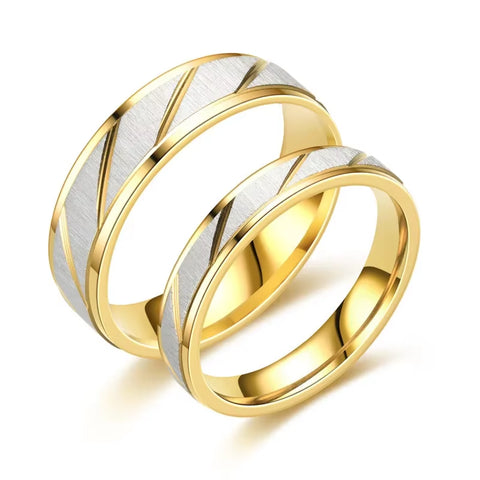 Gold Wave Pattern  Stainless Titanium Ring