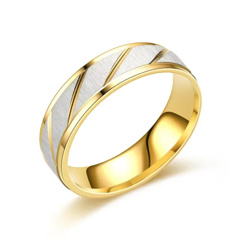 Gold Wave Pattern  Stainless Titanium Ring