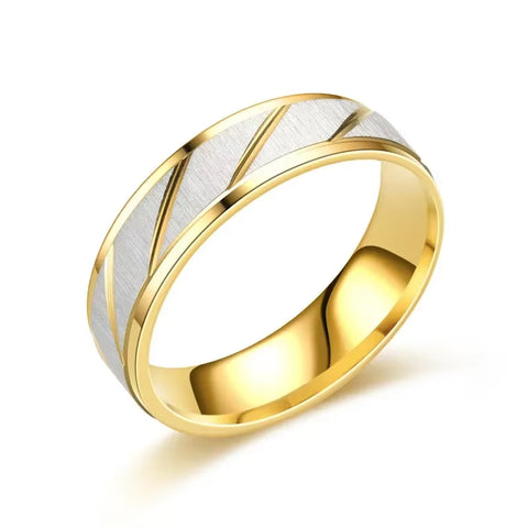 Gold Wave Pattern  Stainless Titanium Ring