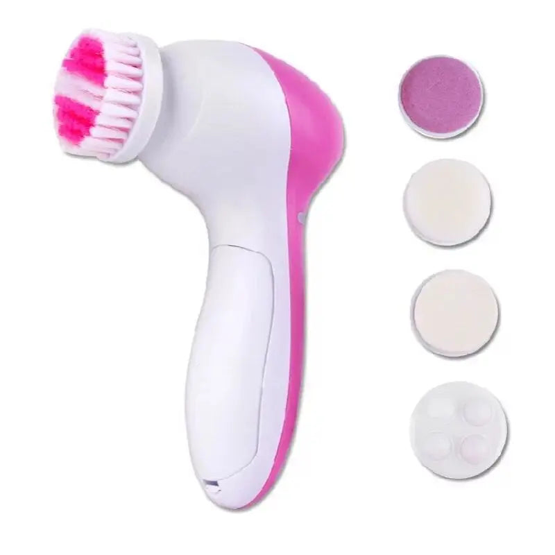 5-in-1 Electric Facial Cleansing Brush - Deep Cleaning Spa Massager & Blackhead Remover for Smooth Radiant Skin