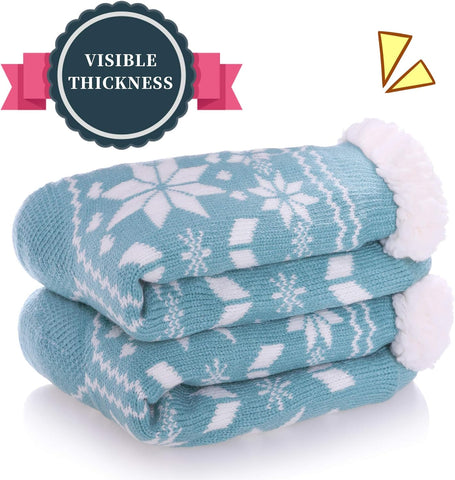 Women’s Fuzzy Slipper Socks with Grippers – Warm Winter Indoor Socks