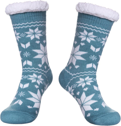 Women’s Fuzzy Slipper Socks with Grippers – Warm Winter Indoor Socks