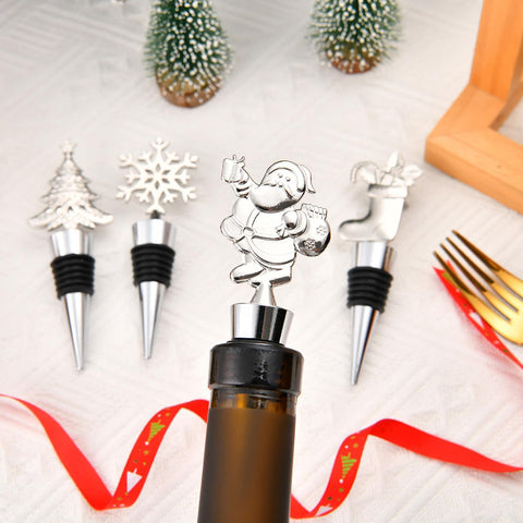 4-Pack Christmas Wine Bottle Stoppers 