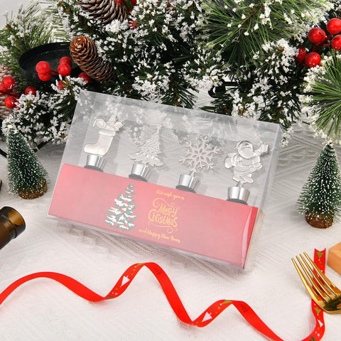 4-Pack Christmas Wine Bottle Stoppers 